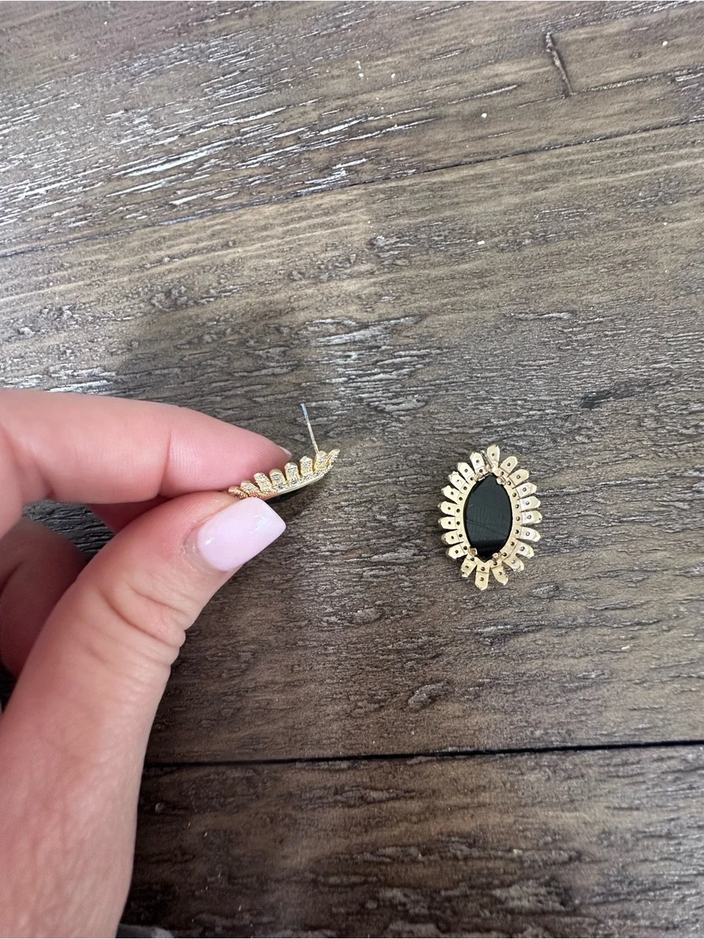 Prototype Kendra Scott - Gold-Tone Black Marquise Crystal Halo Stud Earrings